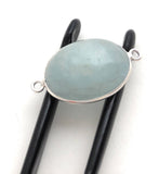Gemstone Connectors, Aquamarine, Silver Connectors, Aquamarine Connector, Bezel Connector, Jewelry Supplies, Jewelry Making, DIY, 27x15.75mm