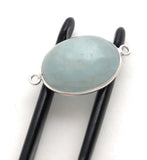 Gemstone Connectors, Aquamarine, Silver Connectors, Aquamarine Connector, Bezel Connector, Jewelry Supplies, Jewelry Making, DIY, 27x15.75mm