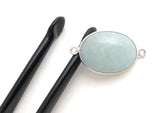 Gemstone Connectors, Aquamarine, Silver Connectors, Aquamarine Connector, Bezel Connector, Jewelry Supplies, Jewelry Making, DIY, 27x15.75mm