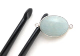 Gemstone Connectors, Aquamarine, Silver Connectors, Aquamarine Connector, Bezel Connector, Jewelry Supplies, Jewelry Making, DIY, 27x15.75mm