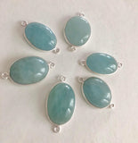 Gemstone Connectors, Silver Connectors, Aquamarine Connectors, Bezel Connectors, Jewelry Supplies, Jewelry Making, Natural Gemstone, DIY