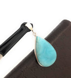 Larimar Pendant, Gemstone Pendant, Gemstone Jewelry, Bohemian Jewelry, Sterling Silver Pendant, Natural Gemstone Pendant, 52x23.75mm