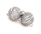 Micro Pave Magnetic Clasps, Pave Clasps, Round Magnetic Jewelry Clasps, Pave Clasps, CZ Micro Pave Clasps, Jewelry Clasps, 16.5x12mm, 1 Pc
