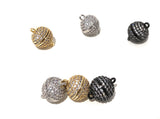 Micro Pave Magnetic Clasps, Pave Clasps, Round Magnetic Jewelry Clasps, Pave Clasps, CZ Micro Pave Clasps, Jewelry Clasps, 16.5x12mm, 1 Pc