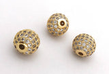 10mm Shamballa Beads, CZ Micro Pave Beads, Spacer Beads for Jewelry Making, Jewelry Supplies, Gold- Silver- Rose Gold Beads, 1 Pc