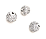 12mm Shamballa Beads, Spacer Beads, Pave Beads, CZ Micro Pave Beads, Gold Pave Beads, Silver Pave Beads, Rose Gold Beads, Jewelry Supplies,