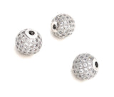 10mm Shamballa Beads, CZ Micro Pave Beads, Spacer Beads for Jewelry Making, Jewelry Supplies, Gold- Silver- Rose Gold Beads, 1 Pc