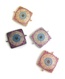 Evil Eye Charm, CZ Micro Pave Square Connector, Jewelry Findings, Jewelry Supplies, Jewelry Making, Connector Charms, 22x17.5x3mm, 1 Pc