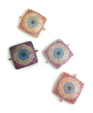 Evil Eye Charm, CZ Micro Pave Square Connector, Jewelry Findings, Jewelry Supplies, Jewelry Making, Connector Charms, 22x17.5x3mm, 1 Pc
