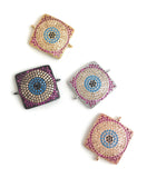 Evil Eye Charm, CZ Micro Pave Square Connector, Jewelry Findings, Jewelry Supplies, Jewelry Making, Connector Charms, 22x17.5x3mm, 1 Pc