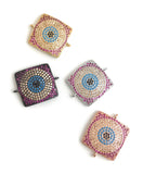 Evil Eye Charm, CZ Micro Pave Square Connector, Jewelry Findings, Jewelry Supplies, Jewelry Making, Connector Charms, 22x17.5x3mm, 1 Pc