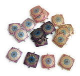 Evil Eye Charm, CZ Micro Pave Square Connector, Jewelry Findings, Jewelry Supplies, Jewelry Making, Connector Charms, 22x17.5x3mm, 1 Pc