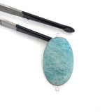 Amazonite Connectors, Gemstone Connectors, Silver Connector, Bezel Connector, Jewelry Supplies, Jewelry Making, Amazonite, 44.45x22.5mm