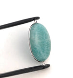 Amazonite Connectors, Gemstone Connectors, Silver Connectors, Bezel Connectors, Jewelry Supplies, Jewelry Making, Amazonite, 41.25x24mm