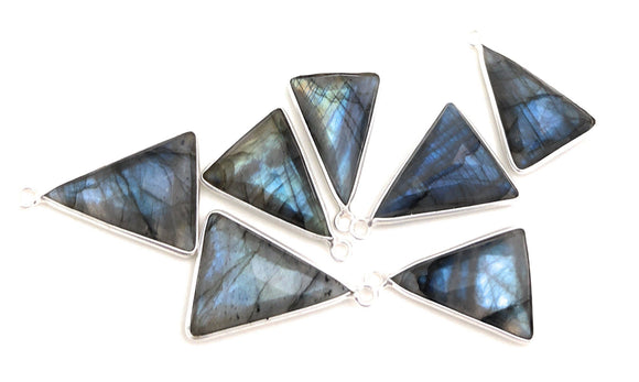 Labradorite Gemstone Charms, Silver Bezel Charms, Jewelry Supplies for Jewelry Making, Wholesale Bulk Charms