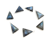 Labradorite Gemstone Charms, Silver Bezel Charms, Jewelry Supplies for Jewelry Making, Wholesale Bulk Charms