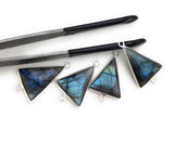 Labradorite Connectors, Gemstone Connectors, Silver Connectors, Bezel Connectors, Jewelry Supplies, Jewelry Making, Natural Labradorite