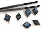 Labradorite Gemstone Connectors, Silver Bezel Connectors, Jewelry Supplies for Jewelry Making, Wholesale Bulk Jewelry Findings