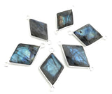 Labradorite Gemstone Connectors, Silver Bezel Connectors, Jewelry Supplies for Jewelry Making, Wholesale Bulk Jewelry Findings