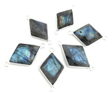 Labradorite Gemstone Connectors, Silver Bezel Connectors, Jewelry Supplies for Jewelry Making, Wholesale Bulk Jewelry Findings