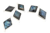Labradorite Gemstone Connectors, Silver Bezel Connectors, Jewelry Supplies for Jewelry Making, Wholesale Bulk Jewelry Findings