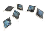 Labradorite Gemstone Connectors, Silver Bezel Connectors, Jewelry Supplies for Jewelry Making, Wholesale Bulk Jewelry Findings