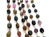 Multi Tourmaline Rosary Chain, Gemstone Chain, Sold by the Foot, Wire Wrapped Chain, Jewelry Supplies, Rosary Chain Supplies, 7x5mm-9x7mm