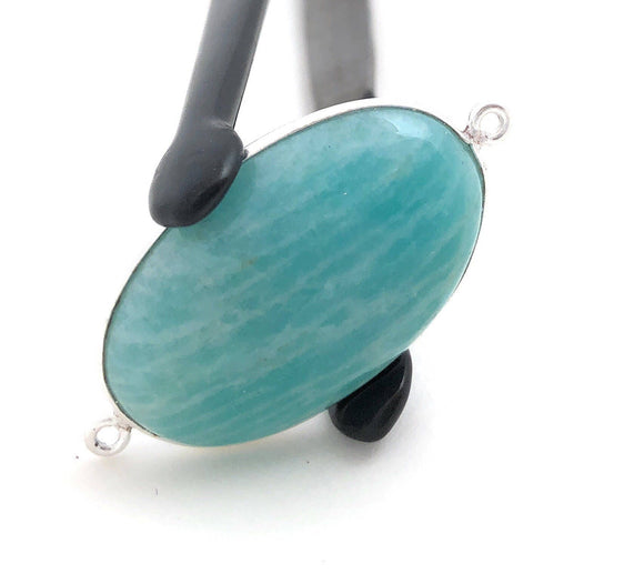 Amazonite Connectors, Gemstone Connectors, Silver Connectors, Bezel Connector, Jewelry Supplies, Jewelry Making, Jewelry Findings, 41.2x22mm