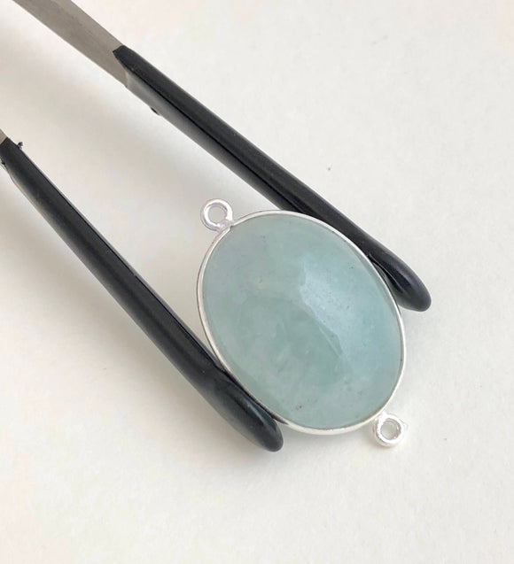 Aquamarine Connectors, Gemstone Connectors, Aquamarine, Silver Connectors, Bezel Connector, Jewelry Supplies, Jewelry Making, DIY, 30x17x7mm