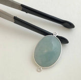 Aquamarine Connectors, Gemstone Connectors, Aquamarine, Silver Connectors, Bezel Connector, Jewelry Supplies, Jewelry Making, DIY, 30x17x7mm
