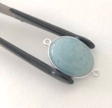 Aquamarine Connectors, Gemstone Connectors, Aquamarine, Silver Connectors, Bezel Connectors, Jewelry Supplies, Jewelry Making, DIY, 28x17mm