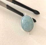 Aquamarine Connectors, Gemstone Connectors, Aquamarine, Silver Connectors, Bezel Connectors, Jewelry Supplies, Jewelry Making, DIY, 28x17mm