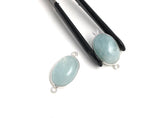 2 Pcs Aquamarine Connectors, Gemstone Connectors, Silver Connectors, Bezel Connector, Jewelry Supplies, Jewelry Making, DIY, 25x12mm-25x13mm