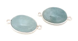 2 Pcs Aquamarine Connectors, Gemstone Connectors, Silver Connectors, Bezel Connector, Jewelry Supplies, Jewelry Making, DIY, 25x12mm-25x13mm