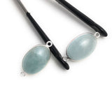 2 Pcs Aquamarine Connectors, Gemstone Connectors, Silver Connectors, Bezel Connector, Jewelry Supplies, Jewelry Making, DIY, 25x12mm-25x13mm