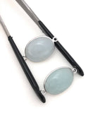 2 Pcs Aquamarine Connectors, Gemstone Connectors, Silver Connector, Jewelry Findings, Jewelry Supplies, Jewelry Making, DIY, 26x15mm-27x16mm