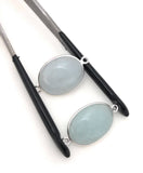 2 Pcs Aquamarine Connectors, Gemstone Connectors, Silver Connector, Jewelry Findings, Jewelry Supplies, Jewelry Making, DIY, 26x15mm-27x16mm