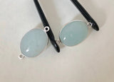 2 Pcs Aquamarine Connectors, Gemstone Connectors, Silver Connector, Jewelry Findings, Jewelry Supplies, Jewelry Making, DIY, 26x15mm-27x16mm