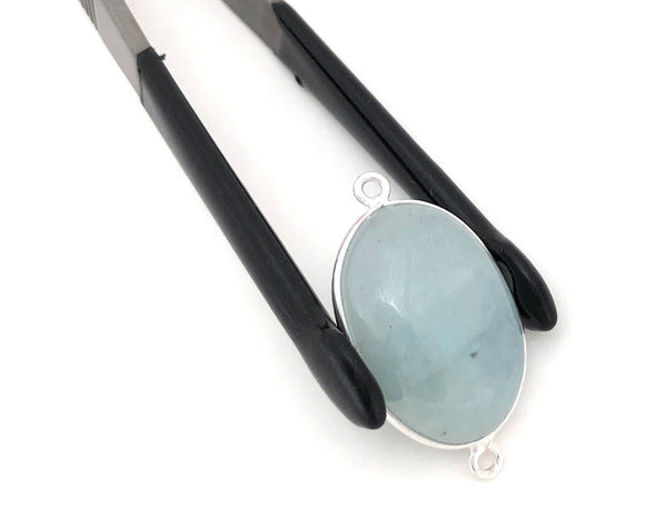 Aquamarine Connectors, Gemstone Connectors, Aquamarine, Silver Connectors, Bezel Connector, Jewelry Supplies, Jewelry Making, DIY, 29x15.5mm