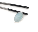 Aquamarine Connectors, Gemstone Connectors, Aquamarine, Silver Connectors, Bezel Connector, Jewelry Supplies, Jewelry Making, DIY, 29x15.5mm