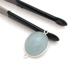 Gemstone Connectors, Aquamarine, Silver Connectors, Aquamarine Connector, Bezel Connector, Jewelry Supplies, Jewelry Making, DIY, 26x16.25mm
