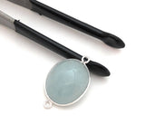 Gemstone Connectors, Aquamarine, Silver Connectors, Aquamarine Connector, Bezel Connector, Jewelry Supplies, Jewelry Making, DIY, 26x16.25mm