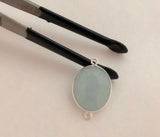 Gemstone Connectors, Aquamarine, Silver Connectors, Aquamarine Connector, Bezel Connector, Jewelry Supplies, Jewelry Making, DIY, 26x16.25mm