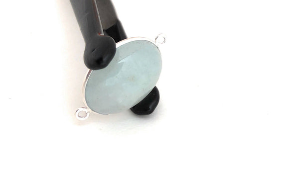 Gemstone Connectors, Aquamarine, Silver Connectors, Aquamarine Connector, Bezel Connector, Jewelry Supplies, Jewelry Making, DIY, 27x15.75mm