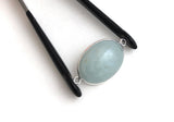 Gemstone Connectors, Aquamarine, Silver Connectors, Aquamarine Connector, Bezel Connector, Jewelry Supplies, Jewelry Making, DIY, 27x15.75mm