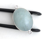 Gemstone Connectors, Aquamarine, Silver Connectors, Aquamarine Connector, Bezel Connector, Jewelry Supplies, Jewelry Making, DIY, 27x15.75mm