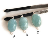 Gemstone Connectors, Silver Connectors, Aquamarine Connectors, Bezel Connectors, Jewelry Supplies, Jewelry Making, Natural Gemstone, DIY