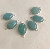 Gemstone Connectors, Silver Connectors, Aquamarine Connectors, Bezel Connectors, Jewelry Supplies, Jewelry Making, Natural Gemstone, DIY