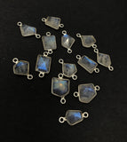 Moonstone Connector, Gemstone Connector, Silver Connector, Bezel Connector, Jewelry Supplies, Moonstone Charm, Jewelry Findings, DIY Jewelry