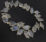 Moonstone Connector, Gemstone Connector, Silver Connector, Bezel Connector, Jewelry Supplies, Moonstone Charm, Jewelry Findings, DIY Jewelry